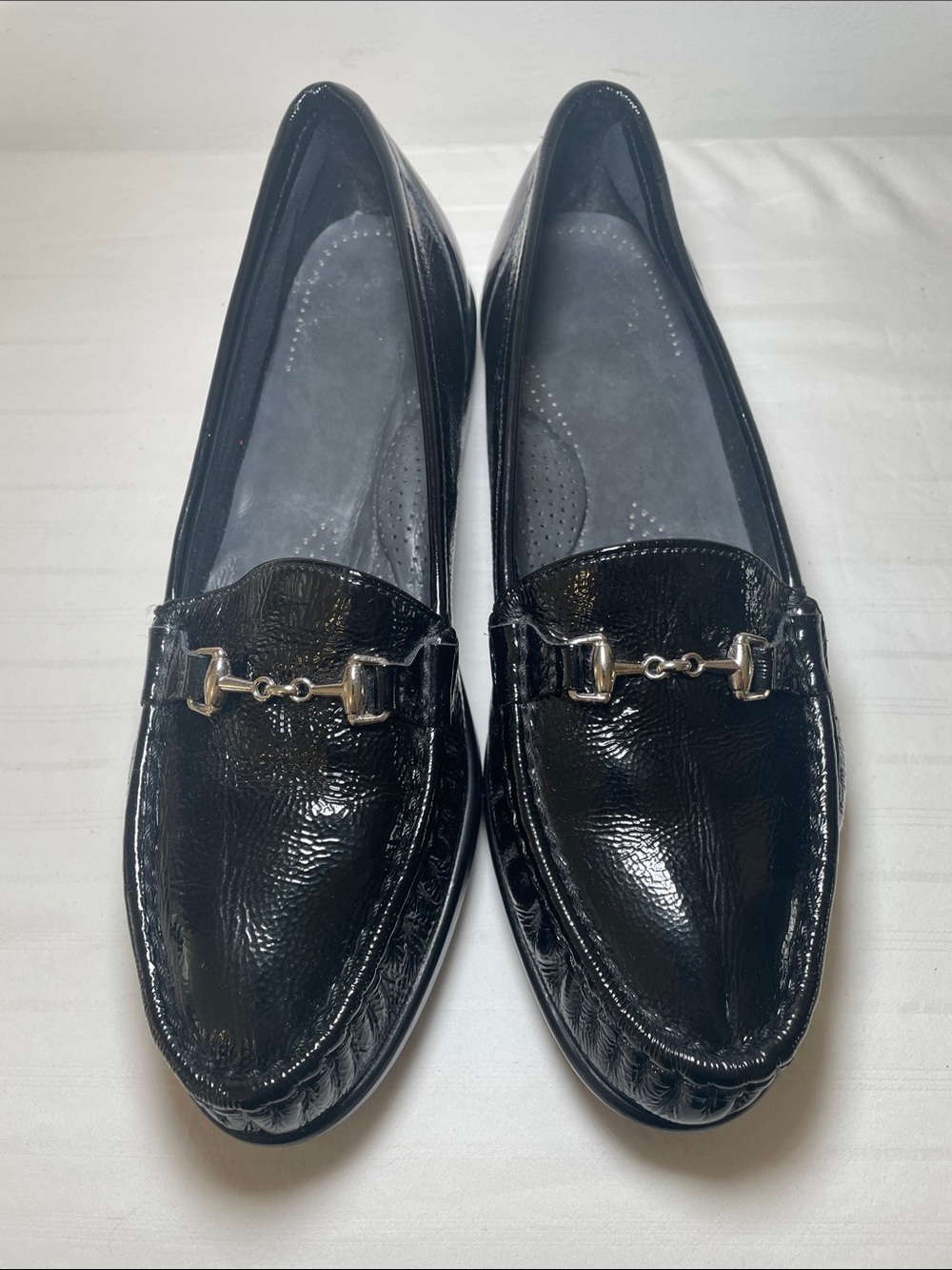 SAS Metro Black Patent Slip On Loafer handmade comfort shoes womenโs size 8.5